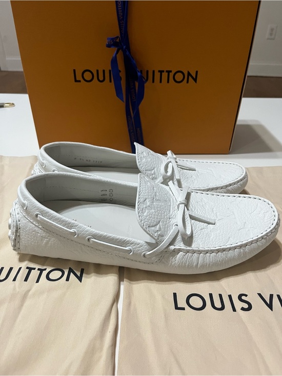 Louis Vuitton White Embossed Leather Driving Loafers main image 6